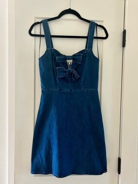 Midnight Dolls Denim Bow Front Mini Dress size small